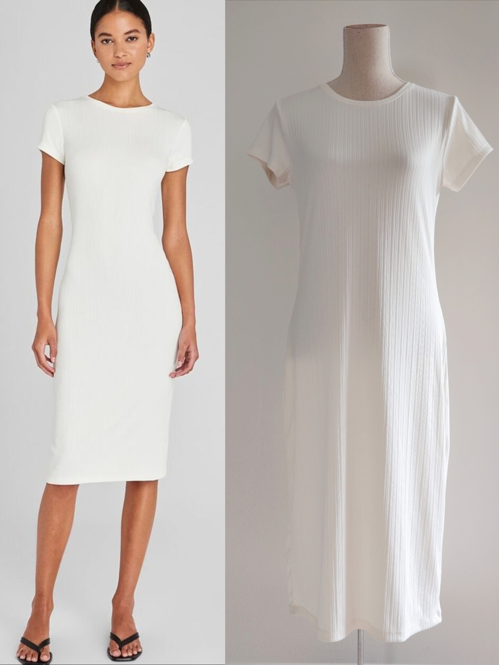 NWT Club Monaco Cassic Ribbed Short-Sleeve Bowee Plis Midi Dress in White